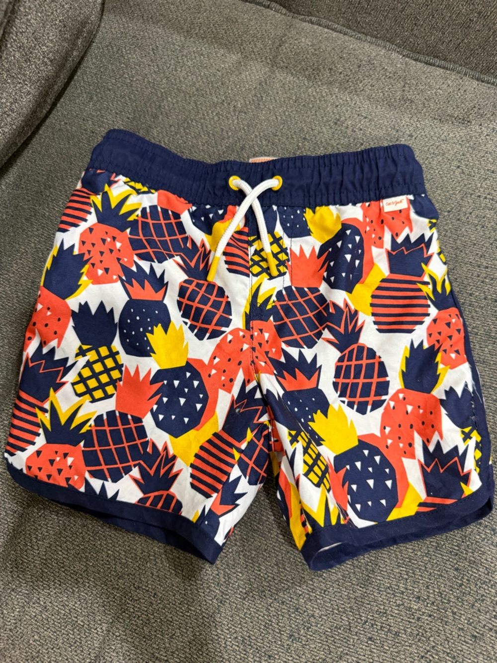 Cat & Jack Boys Navy, Red, Yellow Pineapple Swim Trunks